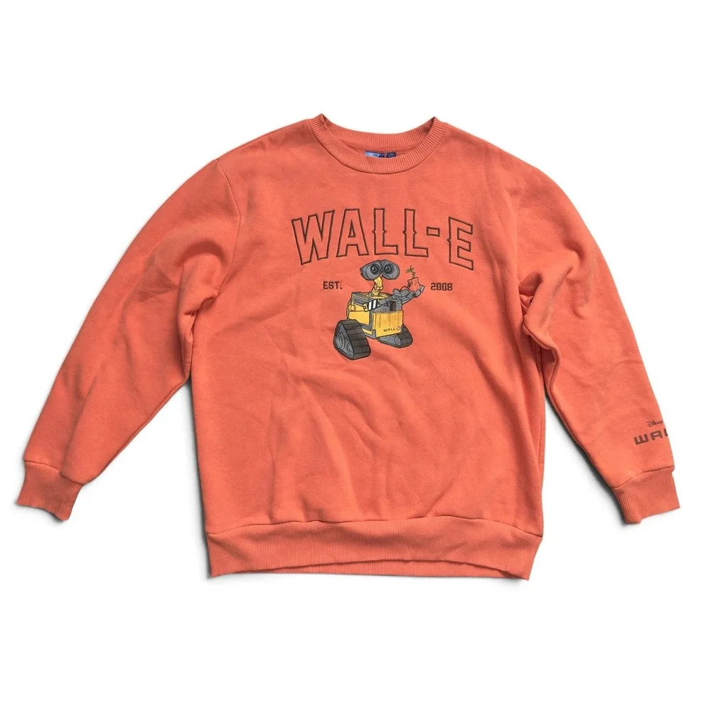 Disney Pixar Wall-E Sweatshirt Orange Embroidered Pullover Crewneck Men's Size M